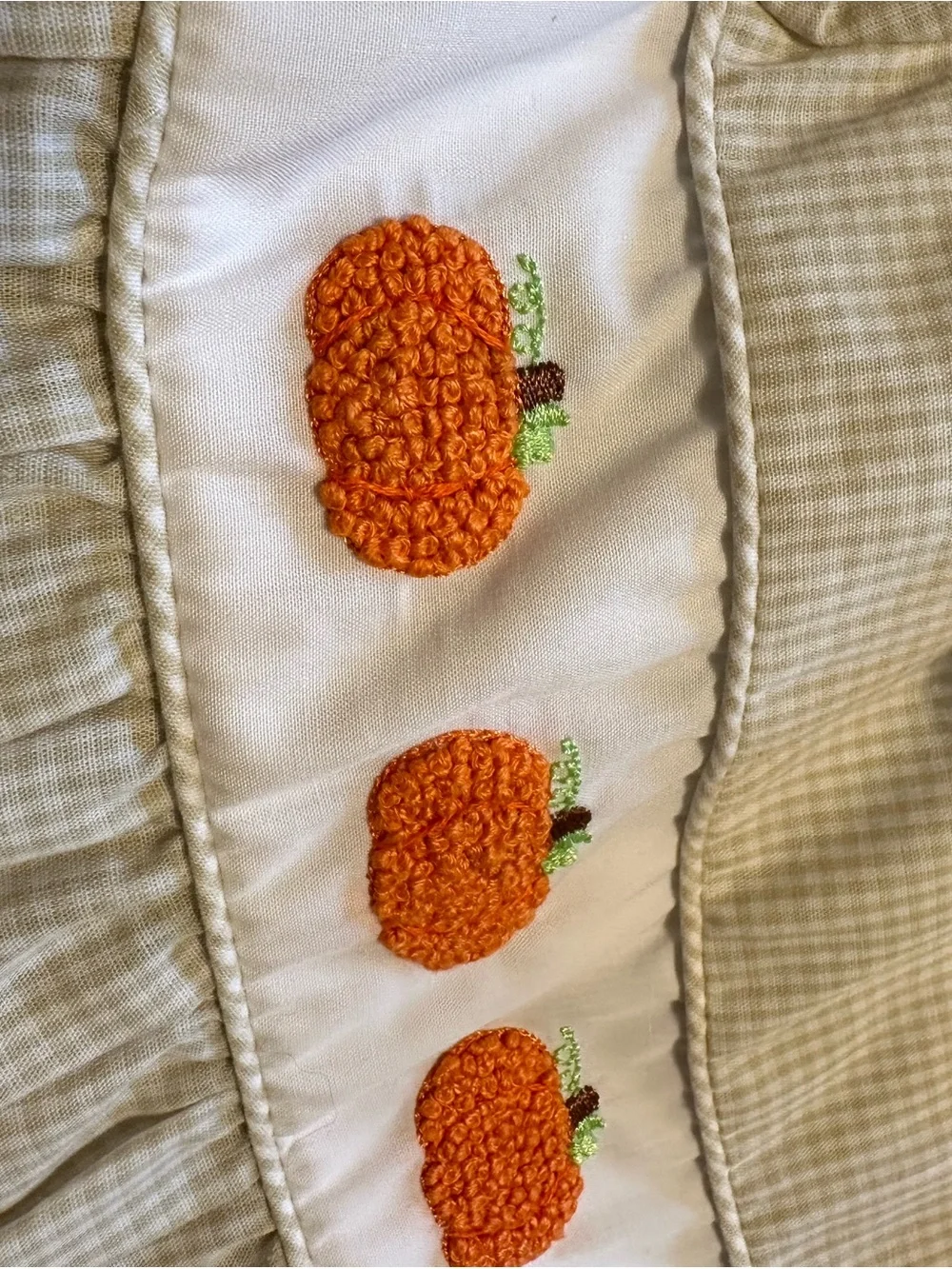 Pumpkin Gingham Dress - Orange Trim - 18M